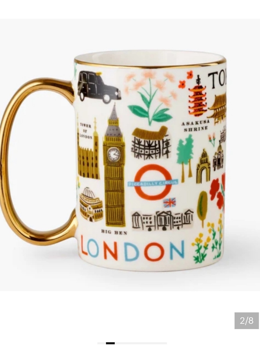 ❗️Rifle Paper Co. Bon Voyage Gold-Handle Travel Illustrated Mug